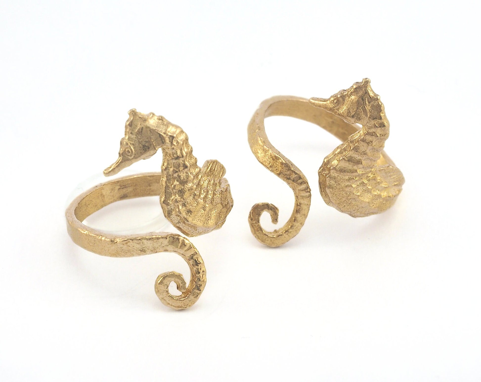 Seahorse Adjustable Ring Raw brass (20mm 10US inner size) Oz3683