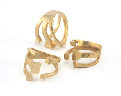 Adjustable Cubes Ring Raw brass (19.5mm 9.5US inner size) Oz3684