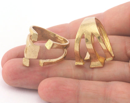 Adjustable Cubes Ring Raw brass (19.5mm 9.5US inner size) Oz3684