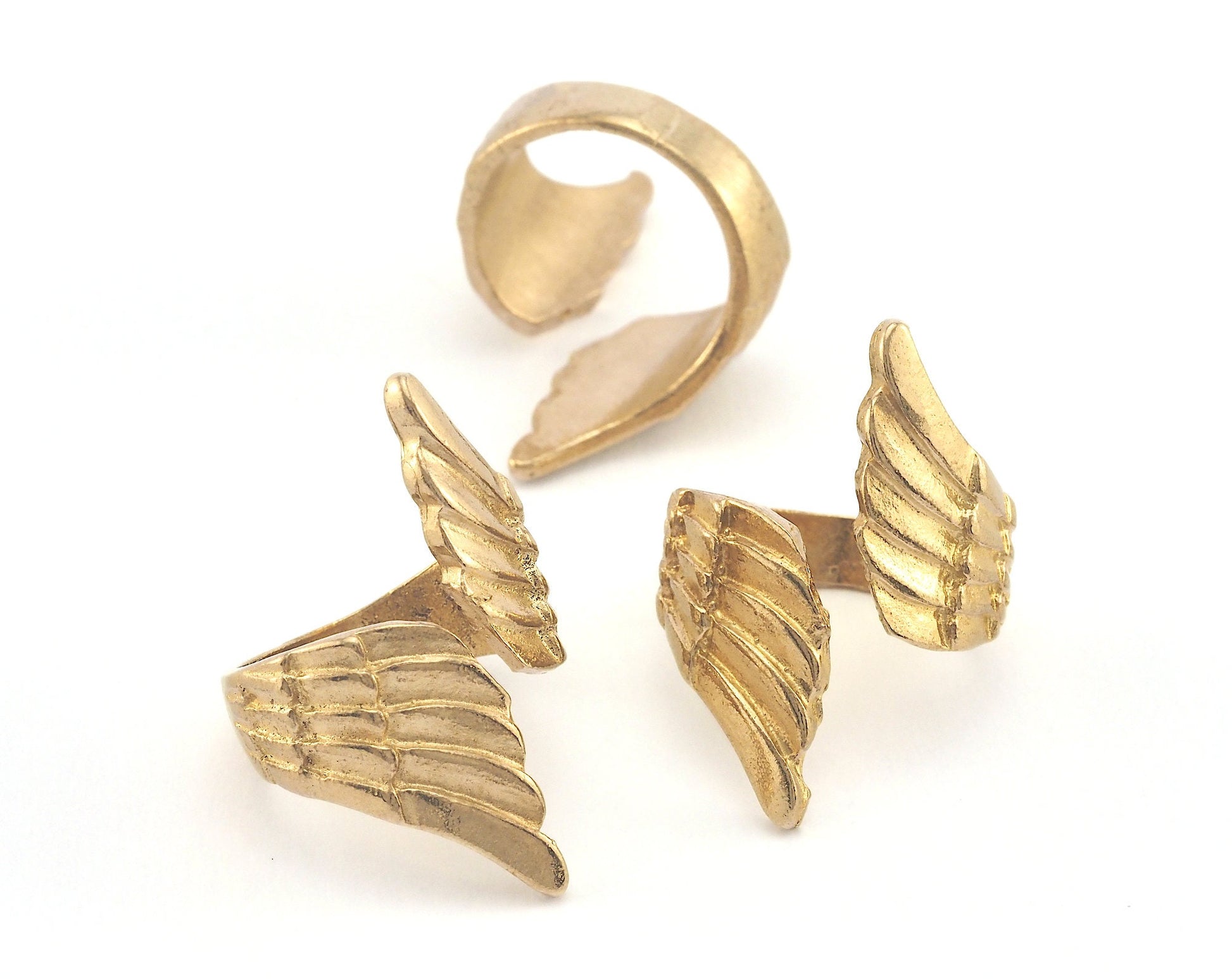 Wings Adjustable Ring Raw brass (18mm 8US inner size) Oz3687