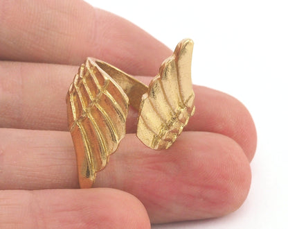 Wings Adjustable Ring Raw brass (18mm 8US inner size) Oz3687