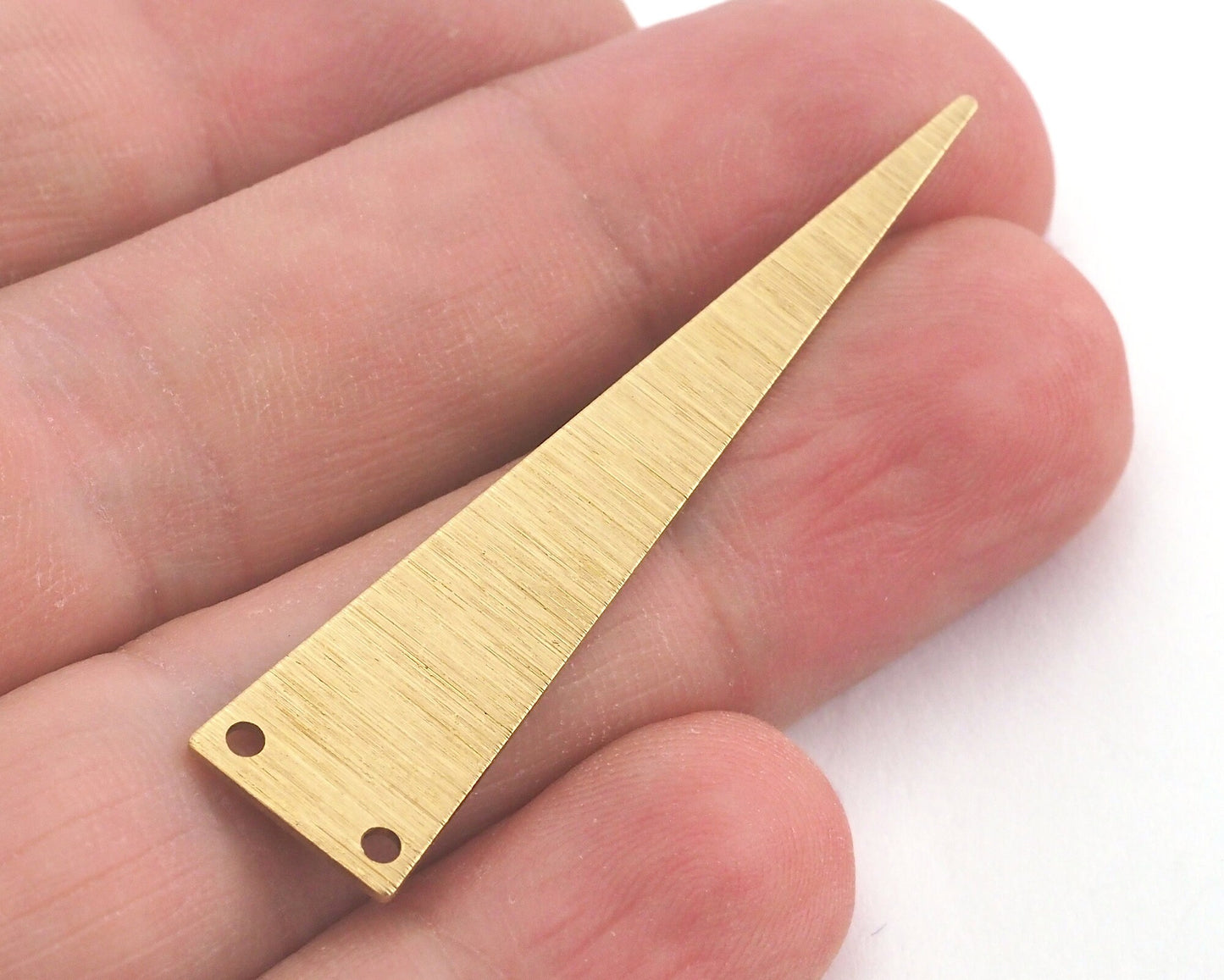 Brushed Long Triangle streaked raw brass 50x11mm (0.8mm thickness) 2 hole charms findings OZ3788-200