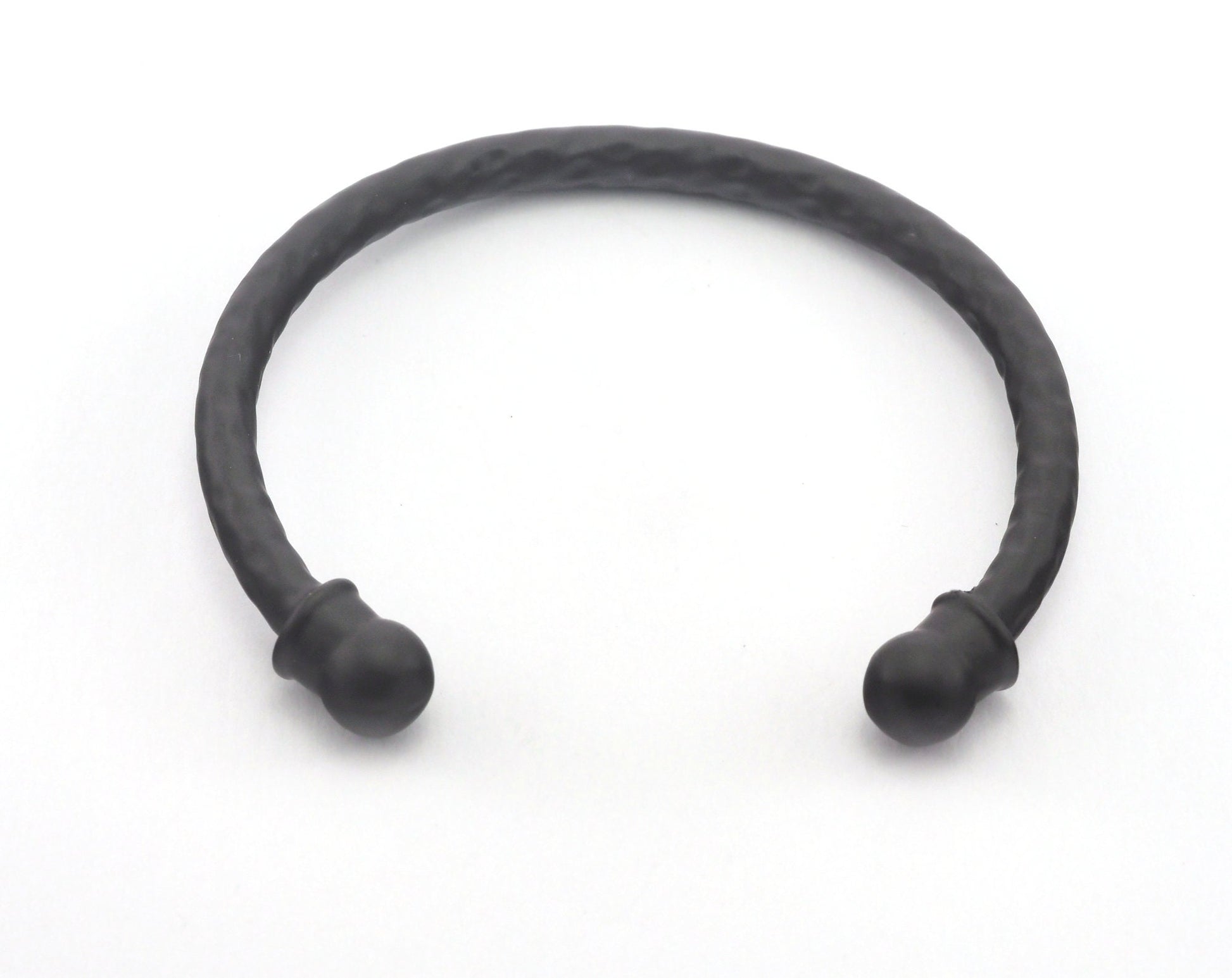 Hammered Bracelet Black Painted Brass 1 pc. (55mm inner size - Adjustable ) 2960