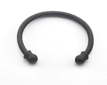 Hammered Bracelet Black Painted Brass 1 pc. (55mm inner size - Adjustable ) 2960