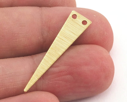 Brushed Triangle streaked raw brass 32x7mm (0.8mm thickness) 2 hole charms findings OZ3791-90