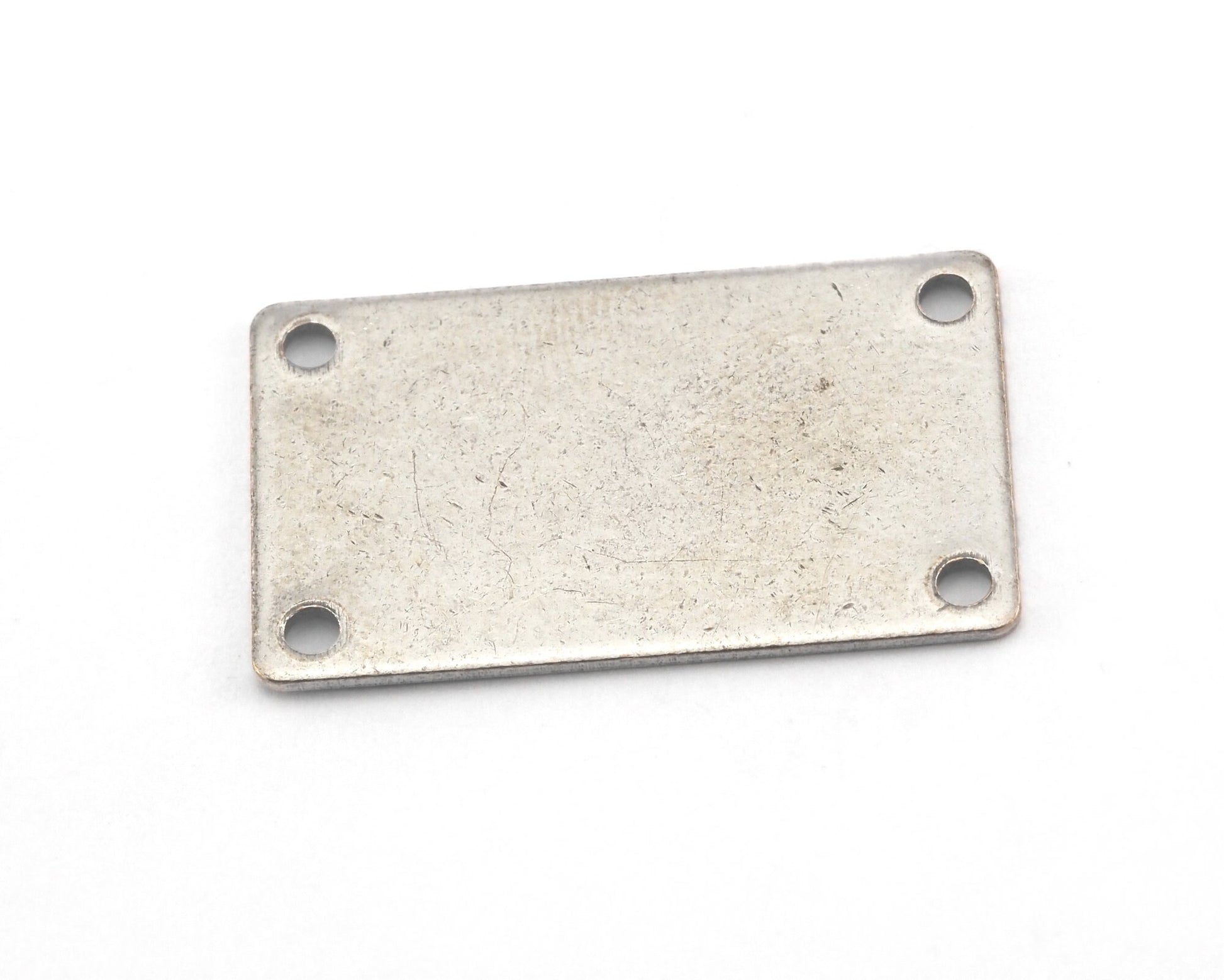 Rectangle stamping blank 15x25x0.8mm (20 gauge) antique silver plated brass 4 hole 1205-63