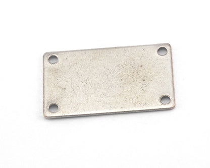 Rectangle stamping blank 15x25x0.8mm (20 gauge) antique silver plated brass 4 hole 1205-63