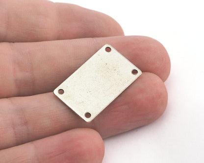 Rectangle stamping blank 15x25x0.8mm (20 gauge) antique silver plated brass 4 hole 1205-63