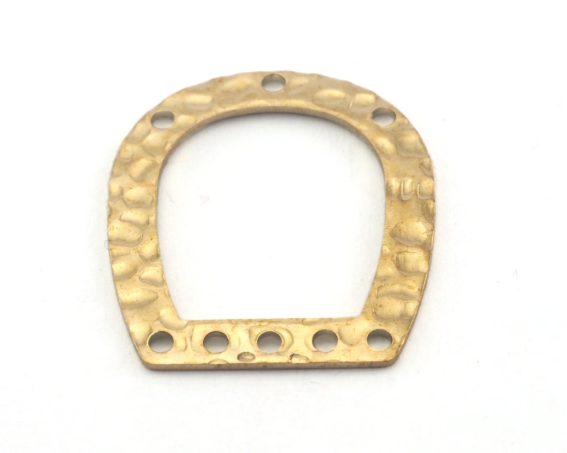 Oblong Oval shape semi circle Hammered 25x22.5x0.8mm 8 hole (optional )raw brass findings scs oz3801-135
