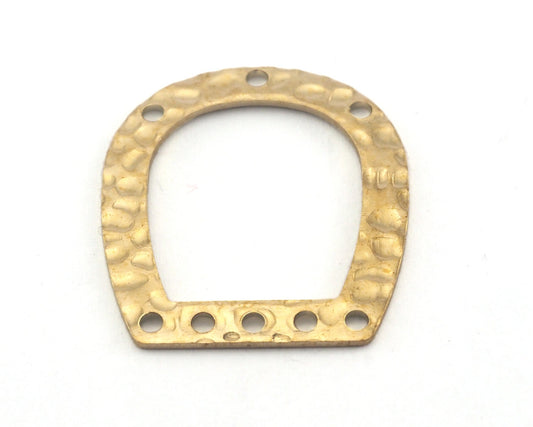Oblong Oval shape semi circle Hammered 25x22.5x0.8mm 8 hole (optional )raw brass findings scs oz3801-135