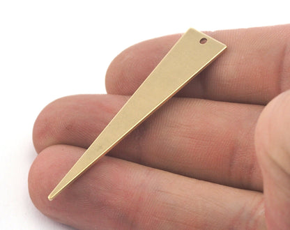 Long Triangle raw brass 50x11mm (0.8mm thickness) (optional holes) one hole charms blanks findings OZ3700-200