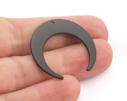 Crescent Moon 30mm Black Painted Brass Charms Findings Stampings OZ3439-225