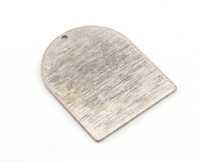 Brushed Semi Circle Rectangle 1 Hole Charms Antique Silver Plated Brass 35x28mm 0.8mm thickness Findings OZ3540-570