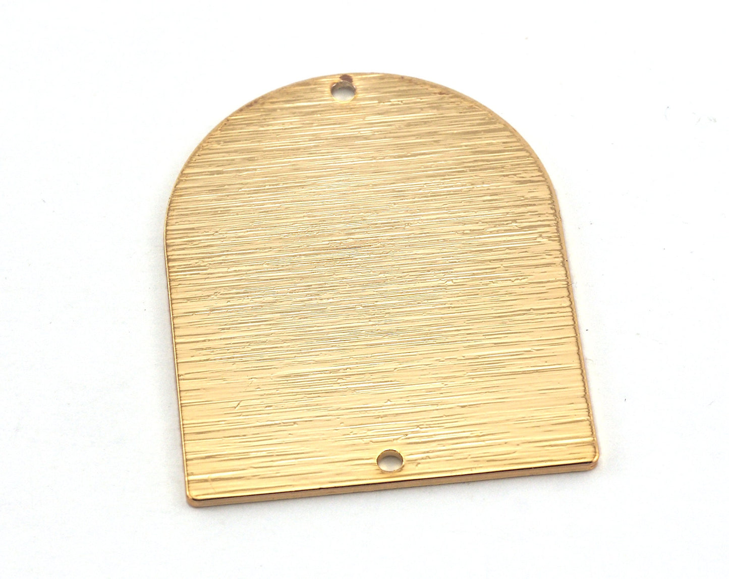 Brushed Semi Circle Rectangle 2 Hole Charms Gold Plated Brass 35x28mm 0.8mm thickness Findings OZ3541-570