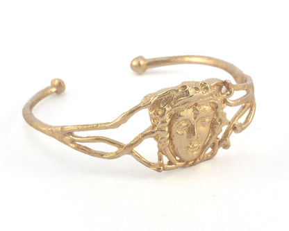 Face Cuff Bracelet Raw Brass (52mm inner size - Adjustable ) OZ3175