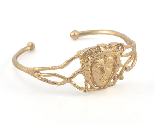 Face Cuff Bracelet Raw Brass (52mm inner size - Adjustable ) OZ3175