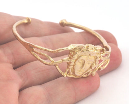 Face Cuff Bracelet Raw Brass (52mm inner size - Adjustable ) OZ3175