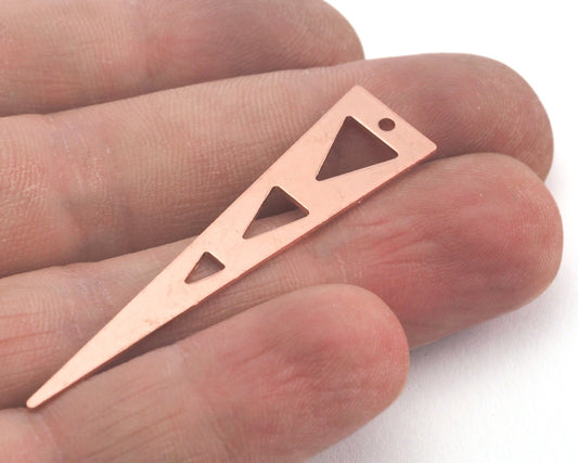 Long Triangle raw Copper 50x11mm (0.8mm thickness) one hole charms blanks findings OZ3809-170