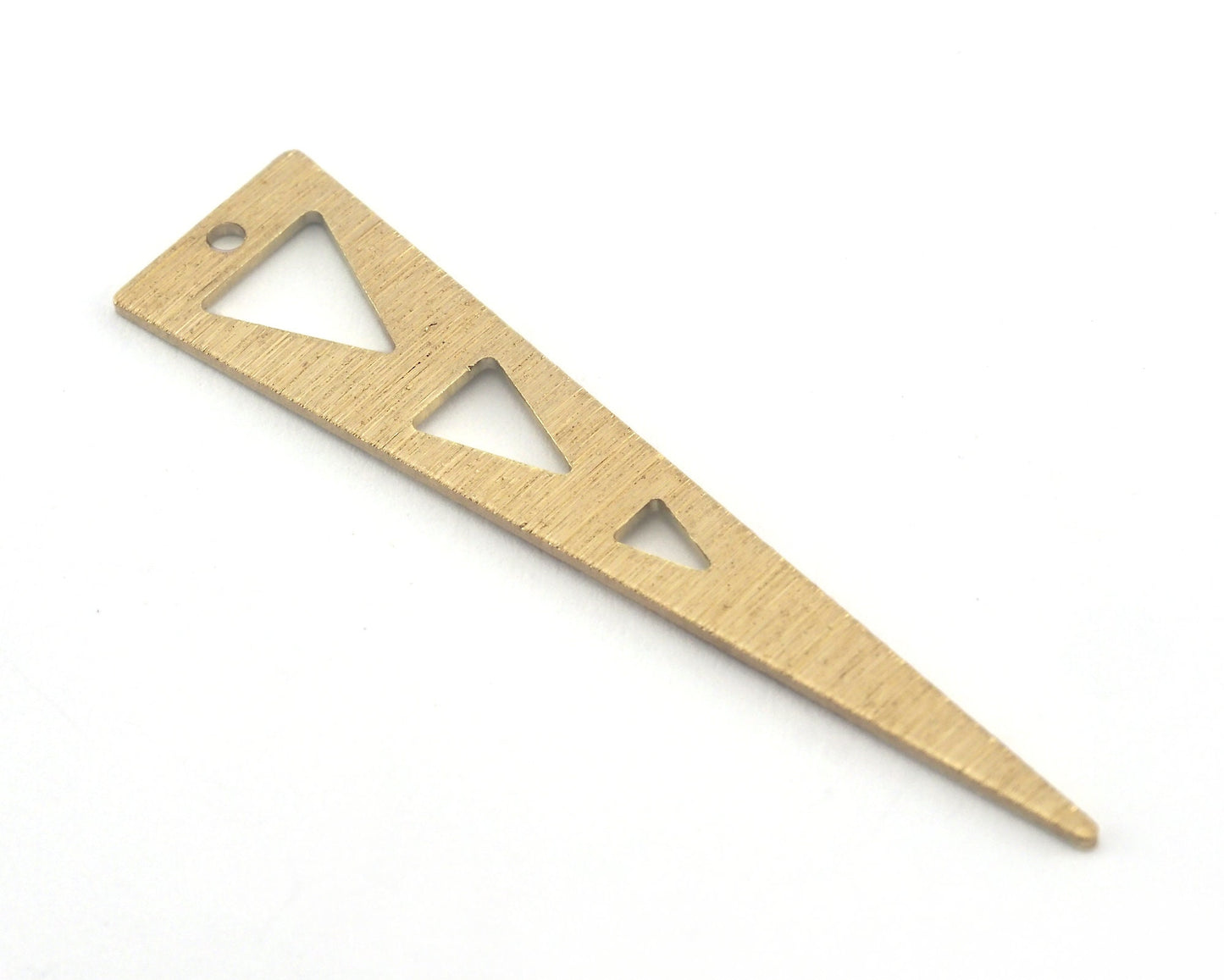 Brushed Long Triangle streaked raw brass 50x11mm (0.8mm thickness) 1 hole charms findings OZ3809-200