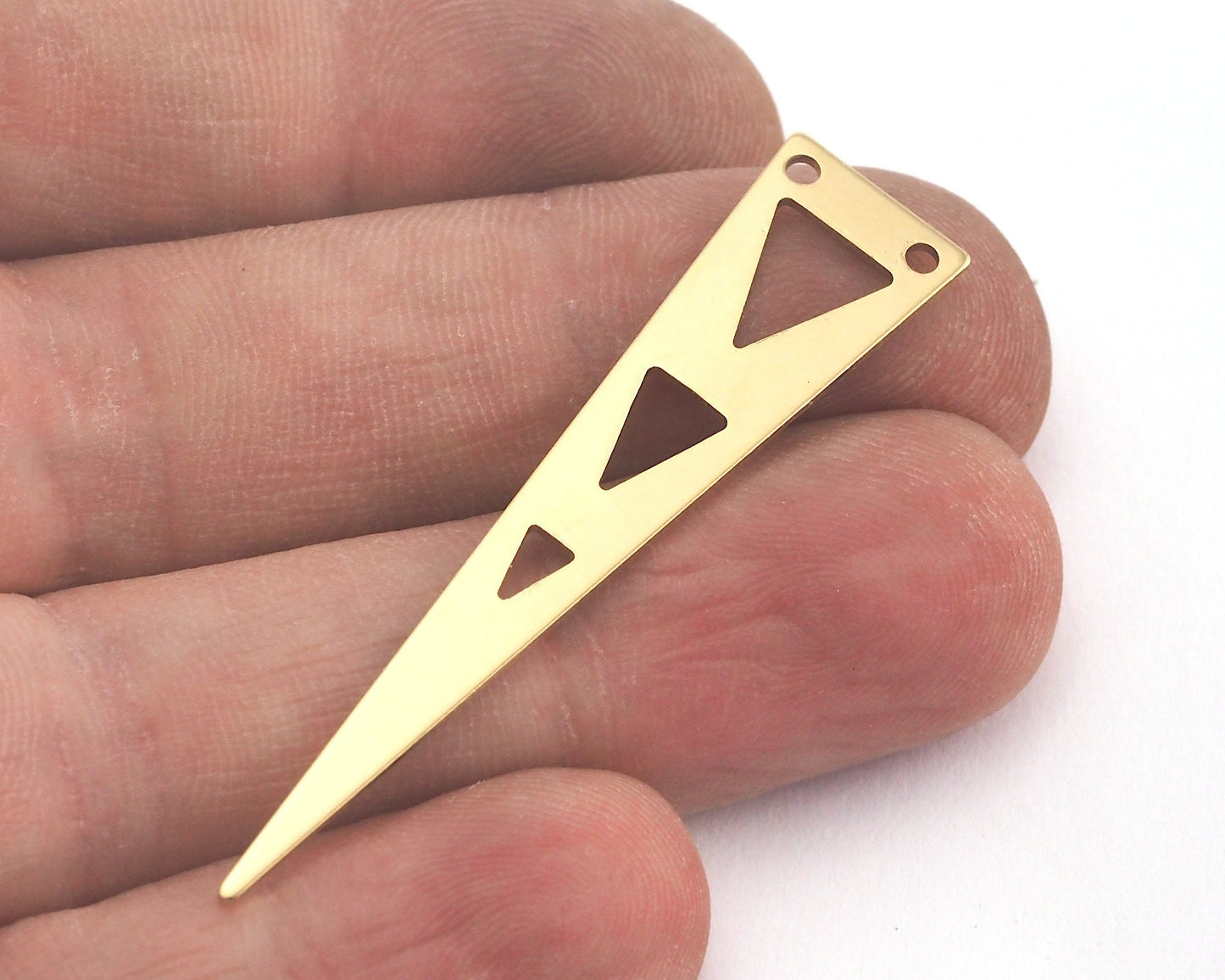 Long Triangle raw brass 50x11mm (0.8mm thickness) 2 hole charms blanks findings OZ3810-170