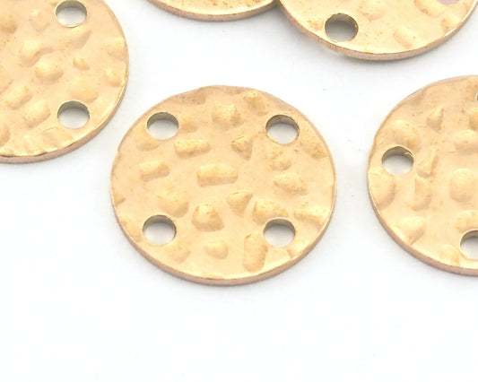 Hammered Coin Round Disc 12mm Connector Stamping blank tag shape Raw Brass OZ3711-70