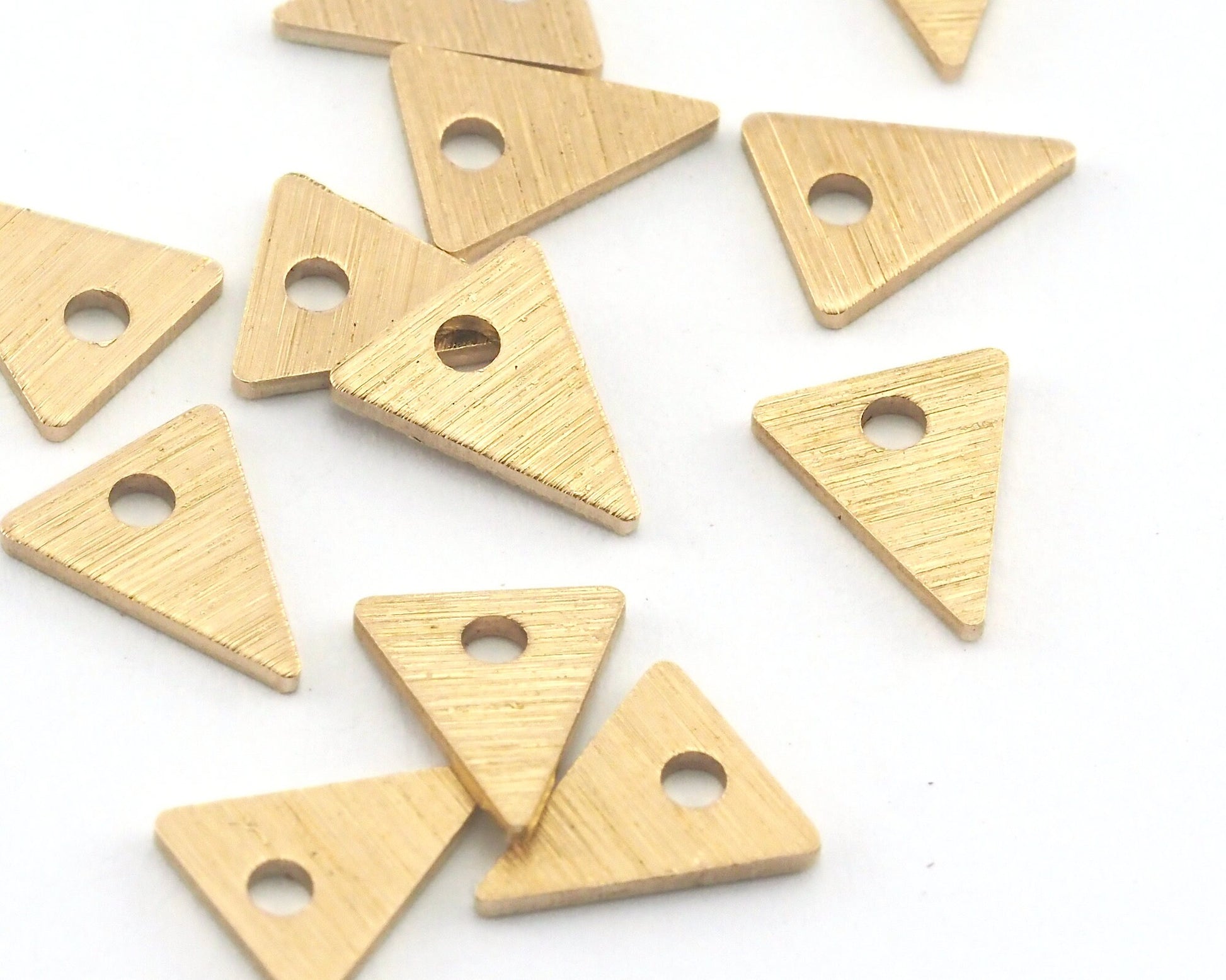 Brushed Triangle Small Charm Brass 8x7mm raw brass 1 hole findings 3712-20