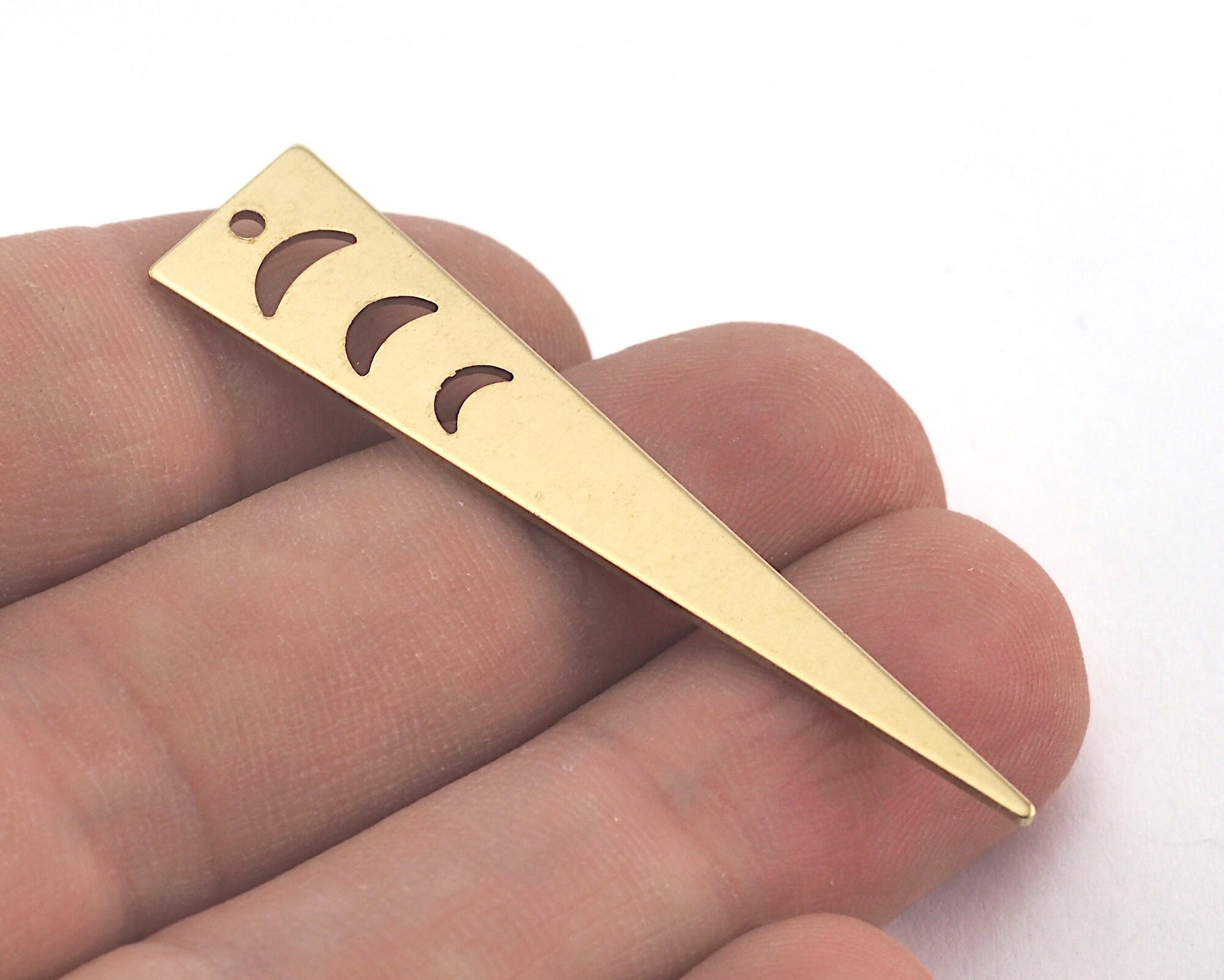 Long Triangle Crescent raw brass 50x11mm (0.8mm thickness) 1 hole charms blanks findings OZ3813-185