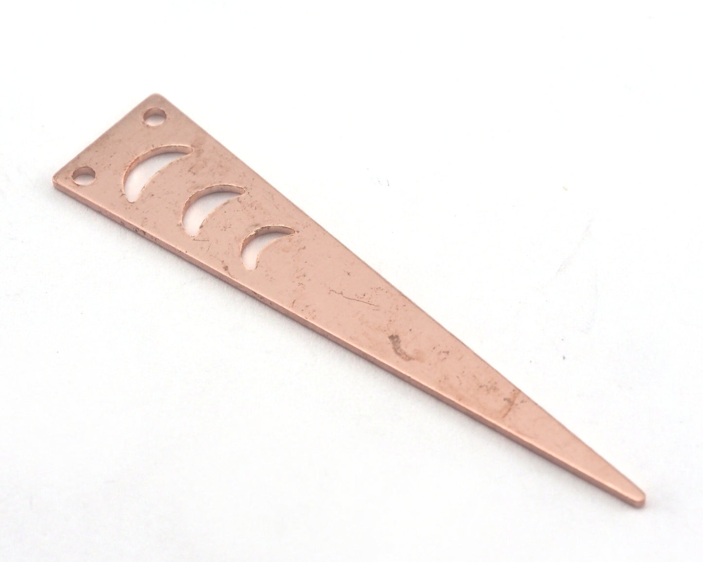 Long Triangle Crescent Raw Copper 50x11mm (0.8mm thickness) 2 hole charms blanks findings OZ3814-195