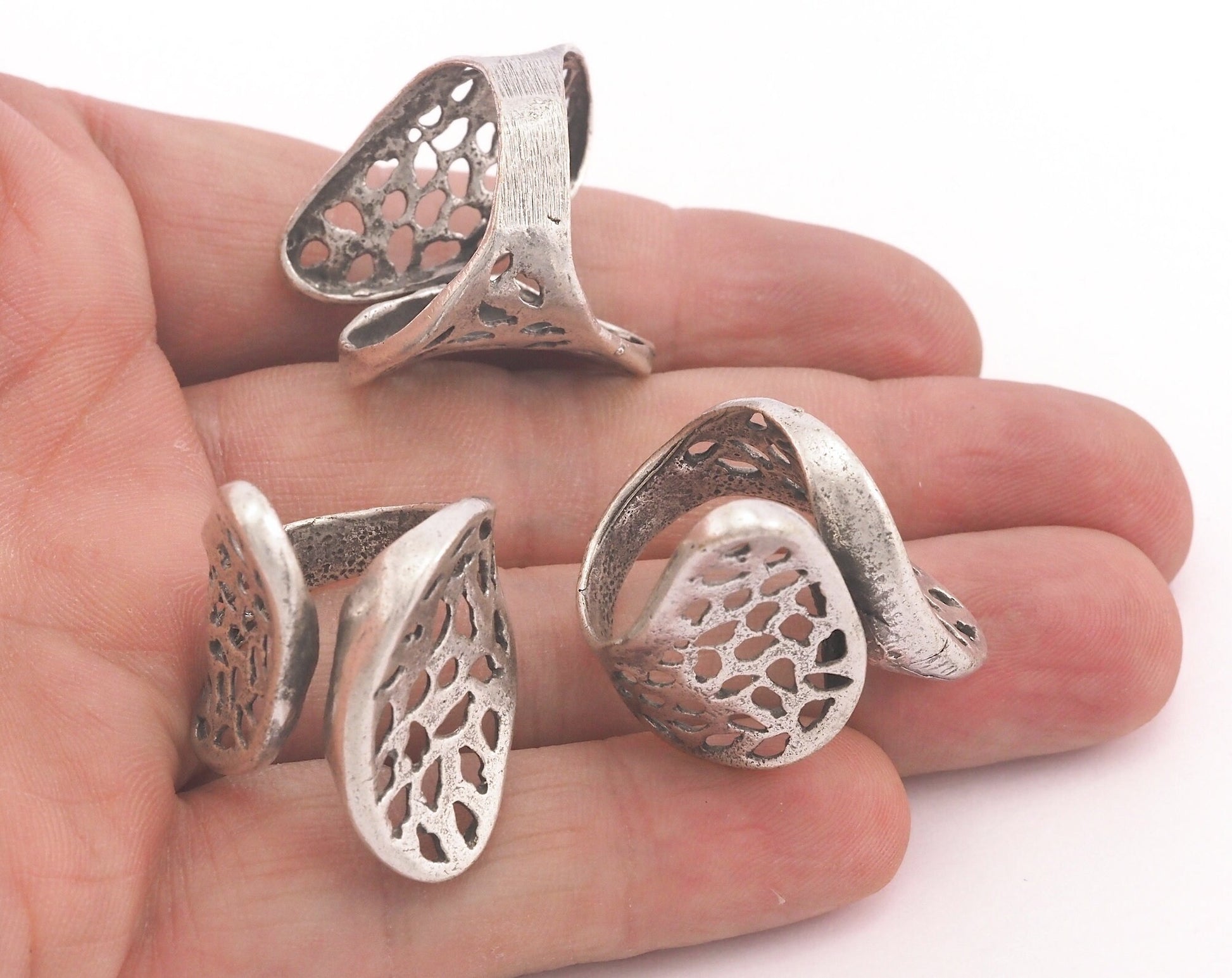 Sail - Wings Ring Adjustable Ring Antique Silver Plated brass (18.5mm 8.5US inner size) Oz3693