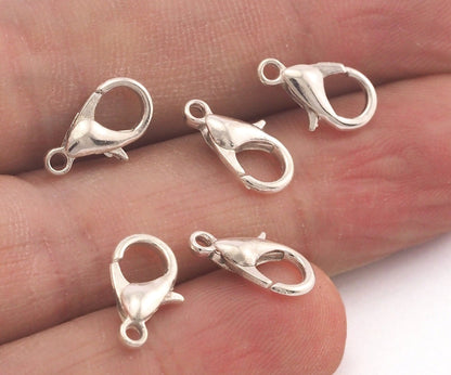 100 pcs silver tone alloy lobster claw clasps 12x6mm CL19 502 302