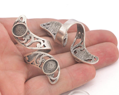 Adjustable Bezel Ring (8x10mm) Antique Silver Plated brass (18mm 8US inner size - Adjustable ) OZ3672