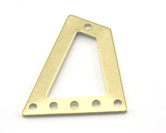 Trapezoid Rectangle 6 hole raw brass 23x21mm charms , findings (Optional Holes) R106-150