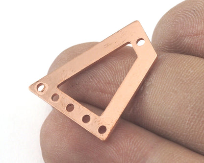 Trapezoid Rectangle 6 hole raw copper 23x21mm charms , findings (Optional Holes) R106-150