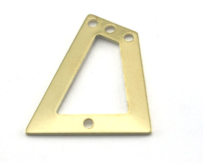 Trapezoid Rectangle 4 hole raw brass 23x21mm charms , findings (Optional Holes) R107-150