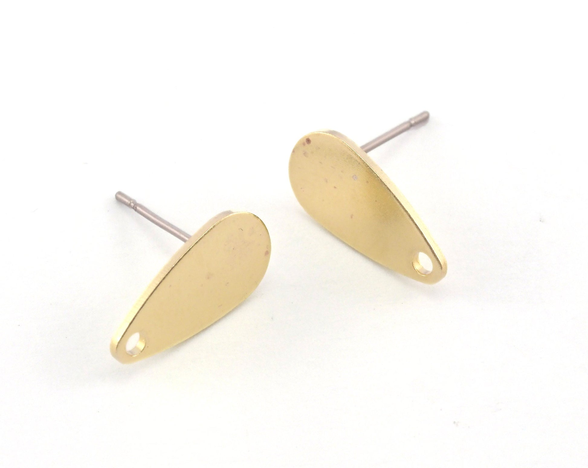 Drop Earring Stud Posts raw brass 14.5x7.5mm 3727