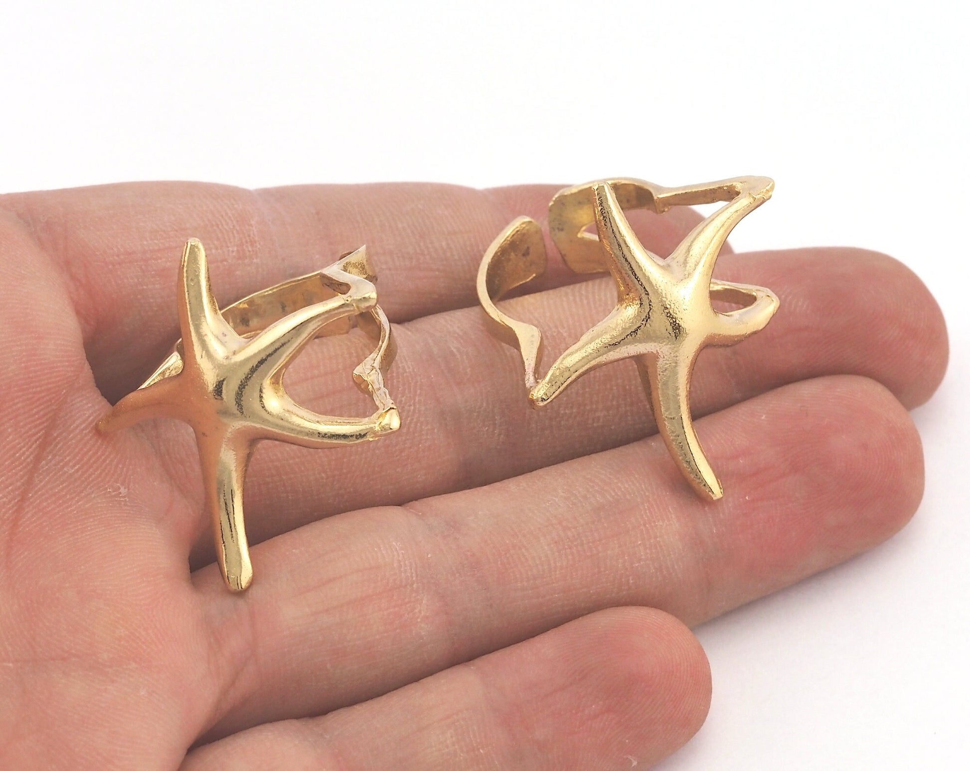 Starfish Ring Adjustable Raw brass (17.5mm 7US inner size) OZ2635