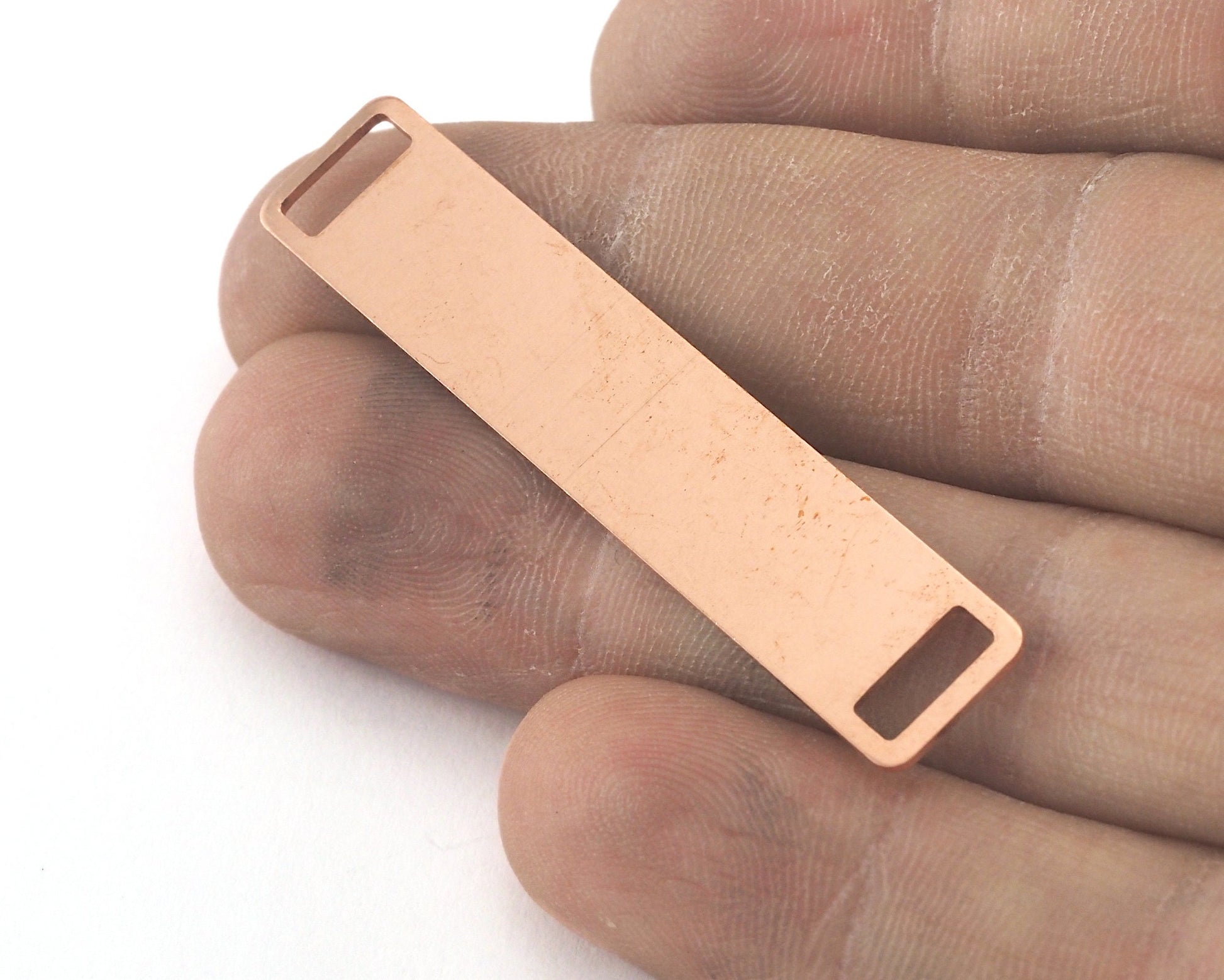 Rectangle Stamping Blank, Bar Necklace with Holes, Tag for Stamping, 2 hole raw copper 10x50mm OZ3816-320