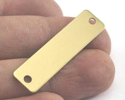 Rectangle Stamping Blank, Bar Necklace with Holes, Tag for Stamping, 2 hole raw brass 10x40mm OZ3823-255