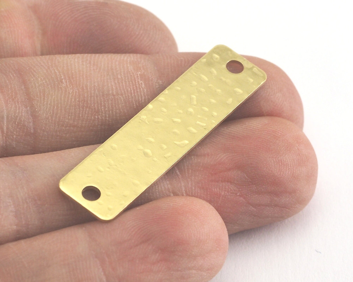 Rectangle Stamping Blank Hammered, Bar Necklace with Holes, Tag for Stamping, 2 hole raw brass 10x40mm OZ3823-255