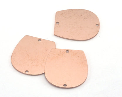 Oblong Oval shape semi circle 25x22.5x0.8mm 2 hole raw Copper findings scs oz3733-341