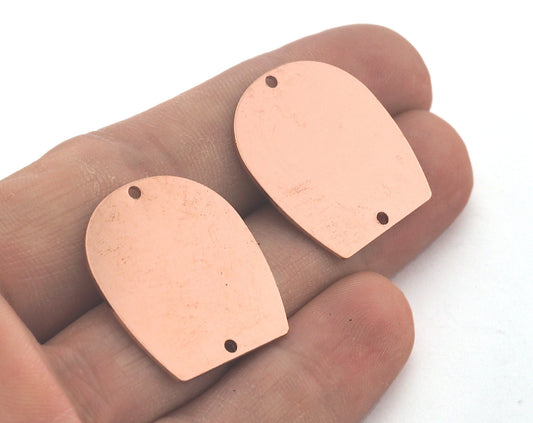Oblong Oval shape semi circle 25x22.5x0.8mm 2 hole raw Copper findings scs oz3733-341