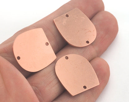 Oblong Oval shape semi circle 20x19.5x0.8mm 2 hole raw Copper findings scs oz3737-240