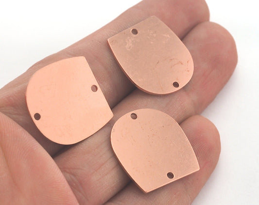 Oblong Oval shape semi circle 20x19.5x0.8mm 2 hole raw Copper findings scs oz3737-240