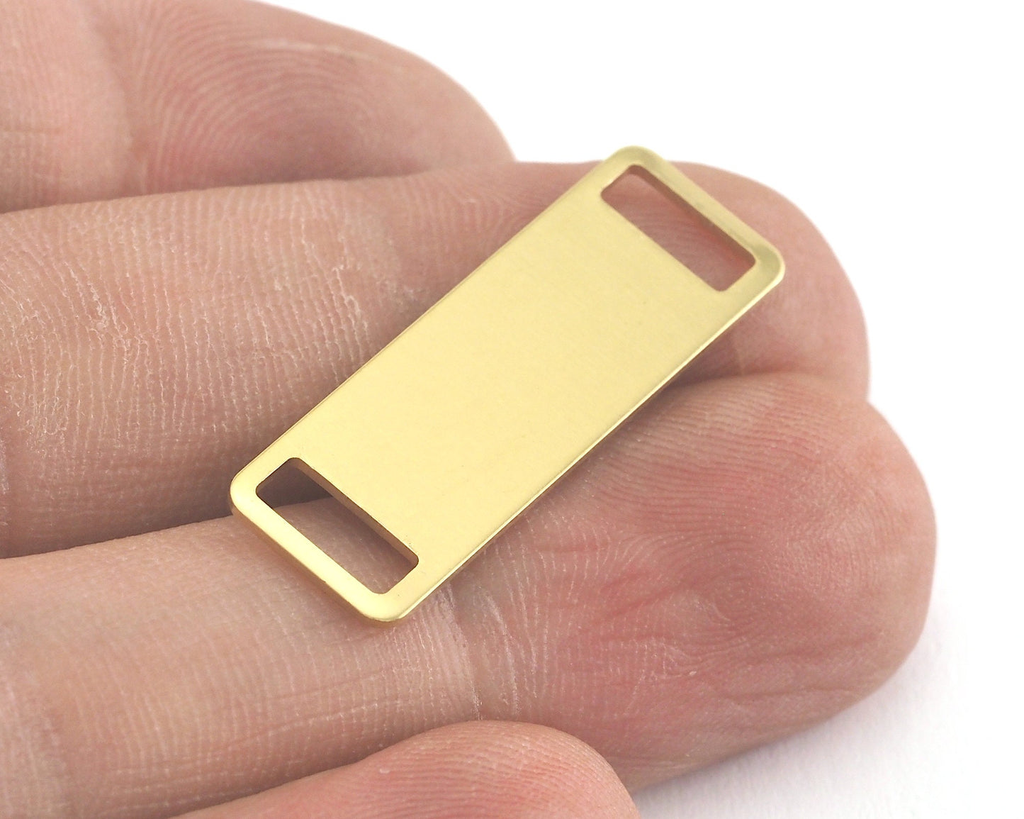 Rectangle Stamping Blank, Bar Necklace with Holes, Tag for Stamping, 2 hole raw brass 10x30mm OZ3830-165