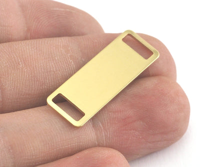 Rectangle Stamping Blank, Bar Necklace with Holes, Tag for Stamping, 2 hole raw brass 10x30mm OZ3830-165