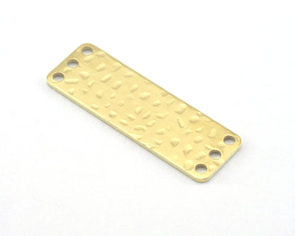 Rectangle Stamping Blank, Hammered Bar Necklace with Holes, Tag for Stamping, 6 hole raw brass 10x25mm OZ3818-165