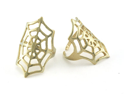 Spider Web Adjustable Ring Raw brass (19.5mm 9.5US inner size) OZ2734