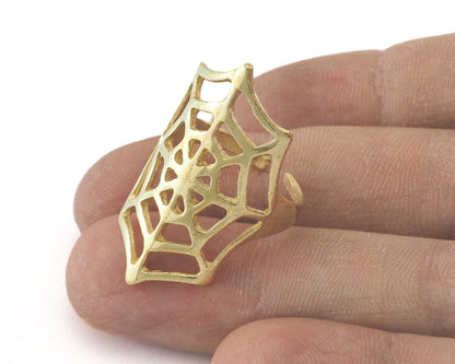 Spider Web Adjustable Ring Raw brass (19.5mm 9.5US inner size) OZ2734