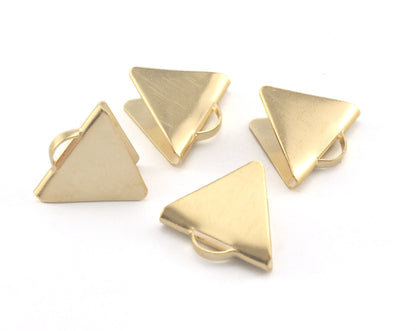 Crimp Triangle findings with Loop 15x13mm Raw brass Ribbon Crimp cap tassel holder OZ3747