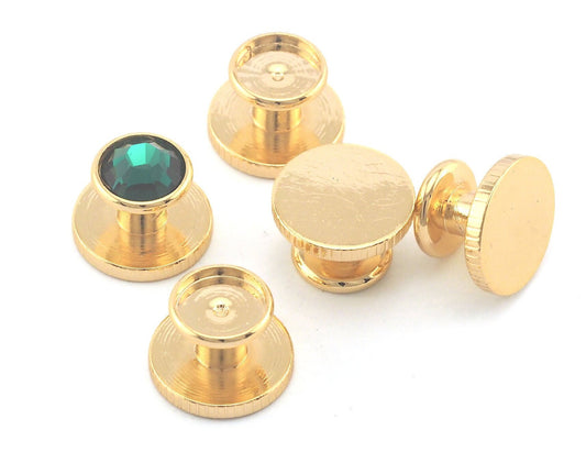 Cufflink Brass , 12x8mm 7mm setting Shiny Gold Plated brass Shirt Collar Tuxedo Stud 3677